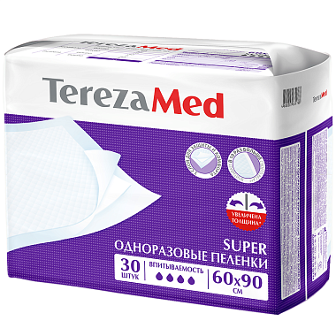 Купить TerezaMed Super 30 шт пеленки 60 см х 90 см