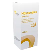 Купить: Ибупрофен 100 мг / 5 мл 150 мл суспензия для приема внутрь для детей флакон апельсин