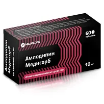 Купить: Амлодипин Медисорб 10 мг 60 шт таблетки