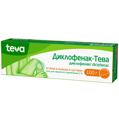 Купить Диклофенак-Тева 1 % 100 г гель для наружного применения