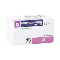 Купить: Бромокриптин-Рихтер 2,5 мг 30 шт таблетки