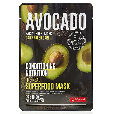 Купить Dermal маска для лица тканевая экстракт авокадо