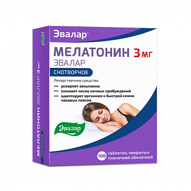 Купить Мелатонин Эвалар 3 мг 100 шт таблетки покрытые пленочной оболочкой