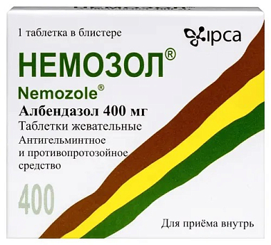 Купить Немозол 400 мг 1 шт таблетки жевательные