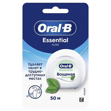 Купить Oral-B Essential Floss 50 м зубная нить вощеная мятный вкус