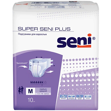 Купить Seni Super Plus подгузники 10 шт размер M 7 капель