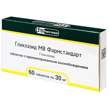 Купить Гликлазид-МВ 30 мг 60 шт таблетки с пролонгированным высвобождением
