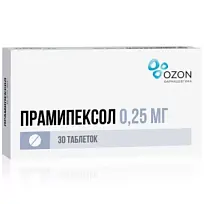 Купить: Прамипексол 0,25 мг 30 шт таблетки