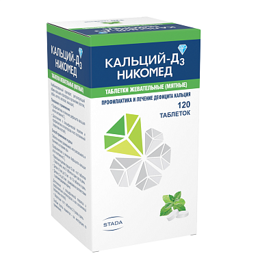 Купить Кальций-Д3 Никомед 120 шт таблетки жевательные мята