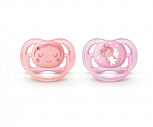 Купить: Philips Avent Ultra Air  2 шт соска-пустышка силиконовая ортодонтическая 0-6 мес для девочек энималс