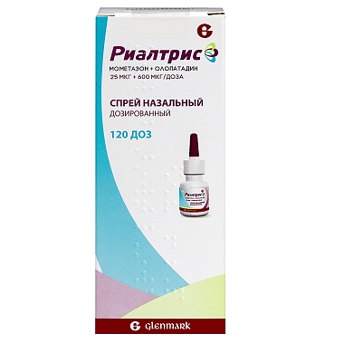 Купить Риалтрис 25 мкг + 600 мкг/доза 15 мл 120 доз спрей назальный дозированный