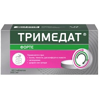 Купить: Тримедат форте 300 мг 60 шт таблетки с пролонгированным высвобождением покрытые пленочной оболочкой