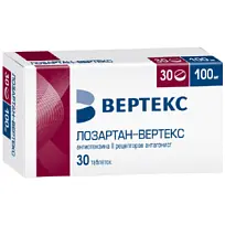 Купить: Лозартан Вертекс 100 мг 30 шт таблетки покрытые пленочной оболочкой