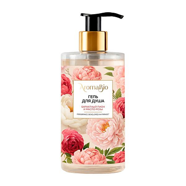 Купить AromaBio 420 мл гель для душа бархатный пион и масло розы
