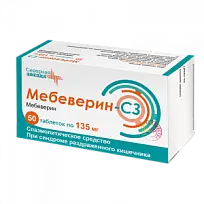 Купить: Мебеверин-СЗ 135 мг 50 шт таблетки покрытые пленочной оболочкой