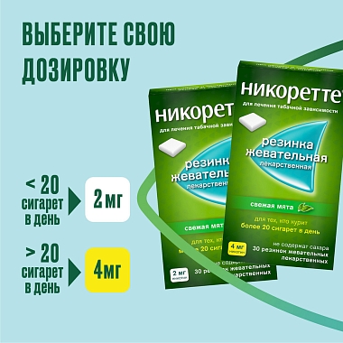 Купить Никоретте 4 мг 30 шт резинка жевательная лекарственная свежая мята