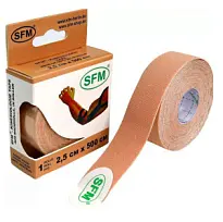 Купить: SFM-plaster тейп кинезиологический 2,5 см × 500 см бежевый в рулоне