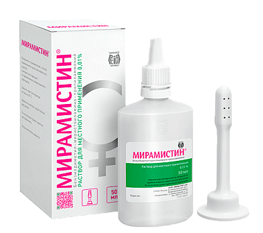Купить Мирамистин 0,01 % 50 мл раствор для местного применения в комплекте с насадкой гинекологической