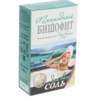 Купить Природная помощь Бишофит 180 г соль для ванн природная