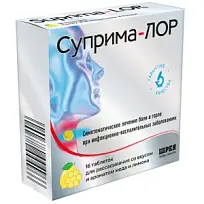 Купить: Суприма-Лор мед-лимон 16 шт таблетки для рассасывания