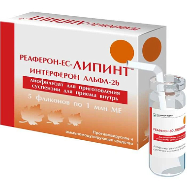 Купить Реаферон-ЕС-Липинт 1 млн МЕ 1 мл 5 шт лиофилизат для приготовления суспензии для приема внутрь