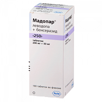 Купить: Мадопар 250 200 мг + 50 мг 100 шт таблетки