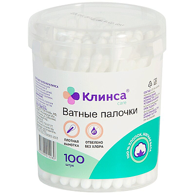 Купить Клинса 100 шт ватные палочки банка