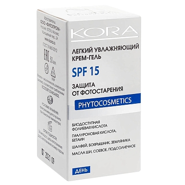 Купить Kora SPF 15 50 мл крем-гель легкий увлажняющий