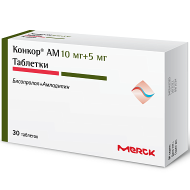 Купить Конкор АМ 10 мг + 5 мг 30 шт таблетки