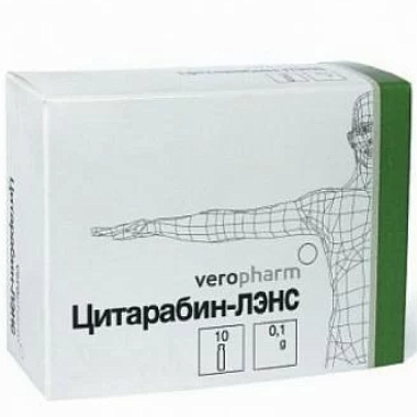 Купить Цитарабин-ЛЭНС 100 мг 10 шт лиофилизат для приготовления раствора для инъекций флакон