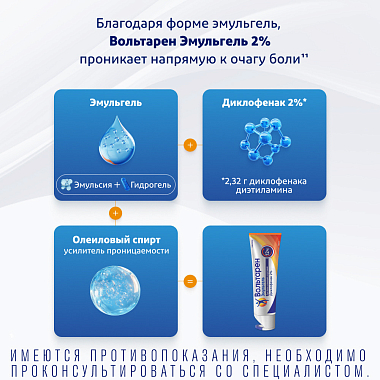 Купить Вольтарен Эмульгель 2 % 50 г гель для наружного применения
