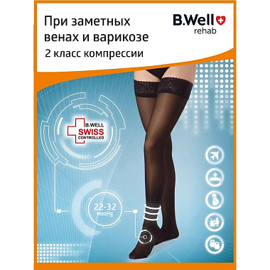 Купить B.Well Rehab Med чулки компрессионные 2 класс размер 5 Артикул JW-222 черные