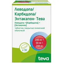 Купить: Леводопа/Карбидопа/Энтакапон-Тева 200 мг + 50 мг + 200 мг 30 шт таблетки покрытые пленочной оболочкой