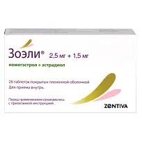 Купить: Зоэли 2,5 мг + 1,5 мг 28 шт таблетки покрытые оболочкой