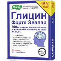 Купить: Глицин Форте 300 мг 60 шт таблетки для рассасывания