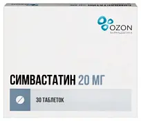 Купить: Симвастатин 20 мг 30 шт таблетки покрытые пленочной оболочкой