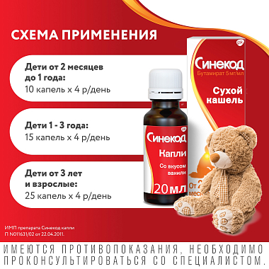 Купить Синекод 5 мг/мл 20 мл капли для приема внутрь