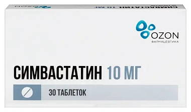 Купить Симвастатин 10 мг 30 шт таблетки покрытые пленочной оболочкой