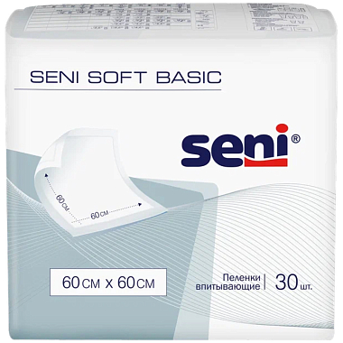 Купить Seni Soft Basic пелёнки 30 шт 60 см × 60 см  2 капли