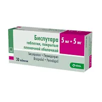 Купить: Бислутара 5 мг + 5 мг 30 шт таблетки покрытые пленочной оболочкой
