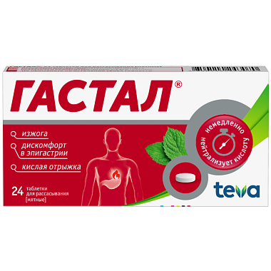 Купить Гастал 24 шт таблетки для рассасывания мята