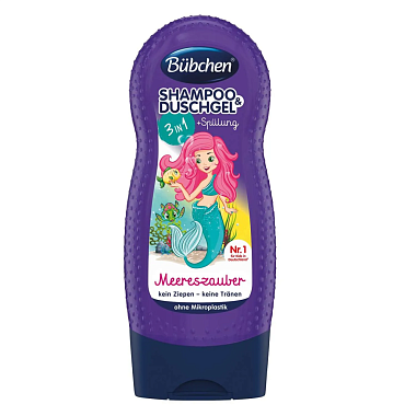 Купить Bubchen 230 мл шампунь опололаскиватель гель 3в1 русалочка