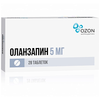 Купить: Оланзапин 5 мг 28 шт таблетки покрытые пленочной оболочкой