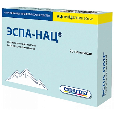 Купить Эспа-Нац 600 мг 20 шт порошок для приготовления раствора для приема внутрь пакет 3 г