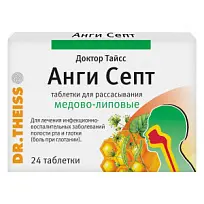 Купить: Доктор Тайсс Анги Септ 24 шт таблетки для рассасывания мед-липа