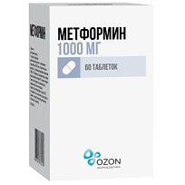 Купить: Метформин 1000 мг 60 шт таблетки