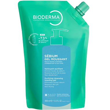 Купить Bioderma Sebium 400 мл гель очищающий для комбинированной жирной и проблемной кожи лица и тела сменный блок