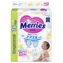 Купить: Merries 76 шт размер M 6-11 кг подгузники