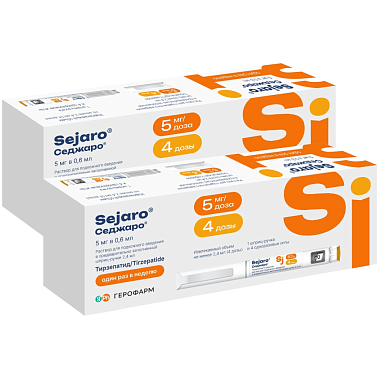 Купить Набор 2 уп. Седжаро 5 мг/доз 2,4 мл 1 шприц-ручка + 4 иглы