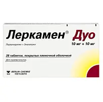 Купить: Леркамен Дуо 10 мг + 10 мг 28 шт таблетки покрытые пленочной оболочкой